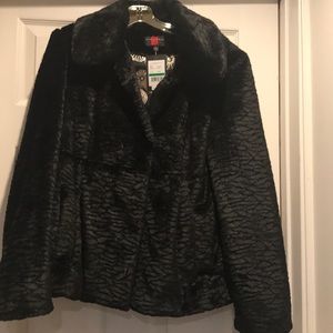 Gallery Faux Fur Black Coat. NWT